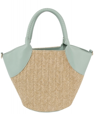 Straw Top Handle Tote Bag LQ333-Z BLUE